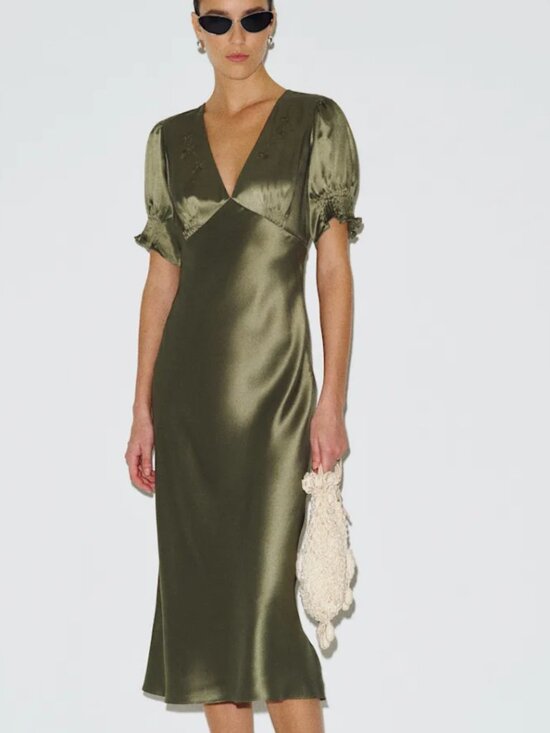 Reformation Dresses & Skirts - NWT REFORMATION Sacha Silk Dress, Aloe Vera, size 4